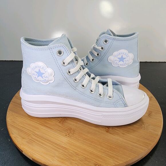 Big Kids Converse Chuck Taylor All Star Hi Sz 4 010419 Blue Canvas Sneakers - Picture 5 of 8